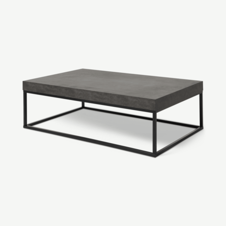 Odom Coffee Table, Concrete Effect & Black Steel