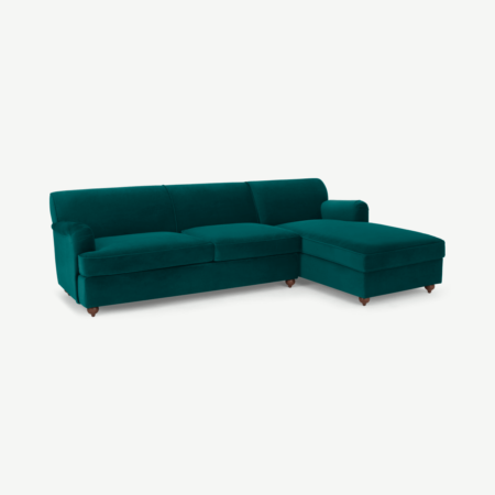 Orson Right Hand Facing Chaise End Sofa Bed, Velvet Seafoam Blue