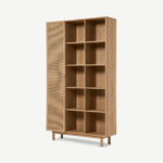 Pavia Shelving Unit, Natural Rattan & Oak Effect