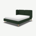 Ricola Double Bed, Bottle Green Velvet with Oak Legs