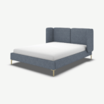 Ricola Double Bed, Denim Cotton with Brass Legs