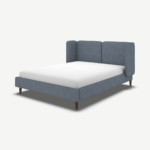 Ricola Double Bed, Denim Cotton with Walnut Stained Oak Legs
