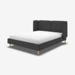 Ricola Double Bed, Etna Grey Wool with Oak Legs