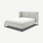 Ricola Double Bed, Ghost Grey Cotton with Black Legs