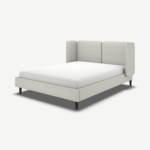 Ricola Double Bed, Ghost Grey Cotton with Black Stained Oak Legs