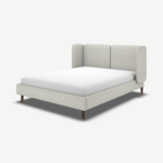 Ricola Double Bed, Ghost Grey Cotton with Walnut Stained Oak Legs
