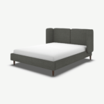 Ricola Double Bed, Granite Grey Boucle with Walnut Stained Oak Legs