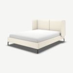 Ricola Double Bed, Ivory White Boucle with Black Legs
