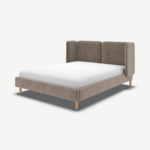 Ricola Double Bed, Mole Grey Velvet with Oak Legs