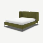 Ricola Double Bed, Nocellara Green Velvet with Black Legs