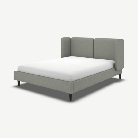Ricola Double Bed, Wolf Grey Wool with Black Stained Oak Legs