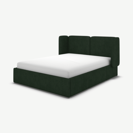 Ricola Double Bed with Storage Drawers, Bottle Green Velvet