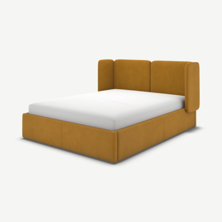 Ricola Double Ottoman Storage Bed, Dijon Yellow Cotton Velvet