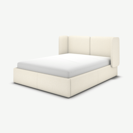 Ricola Double Ottoman Storage Bed, Ivory White Boucle