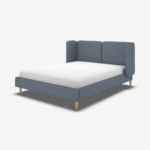 Ricola King Size Bed, Denim Cotton with Oak Legs