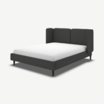 Ricola King Size Bed, Etna Grey Wool with Black Stained Oak Legs