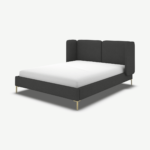 Ricola King Size Bed, Etna Grey Wool with Brass Legs