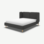 Ricola King Size Bed, Etna Grey Wool with Oak Legs