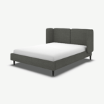 Ricola King Size Bed, Granite Grey Boucle with Black Stained Oak Legs