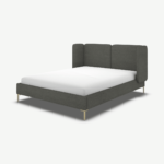 Ricola King Size Bed, Granite Grey Boucle with Brass Legs