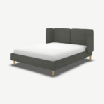 Ricola King Size Bed, Granite Grey Boucle with Oak Legs