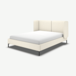 Ricola King Size Bed, Ivory White Boucle with Black Legs