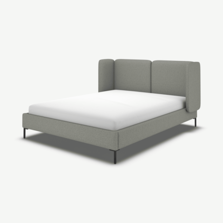 Ricola King Size Bed, Wolf Grey Wool with Black Legs