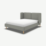 Ricola King Size Bed, Wolf Grey Wool with Oak Legs