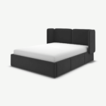 Ricola Super King Size Bed with Storage Drawers, Ashen Grey Cotton Velvet
