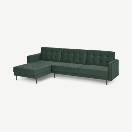 Rosslyn Left Hand Facing Chaise End Click Clack Sofa Bed, Autumn Green Velvet