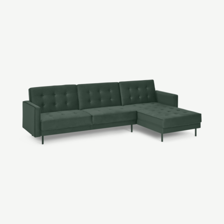 Rosslyn Right Hand Facing Chaise End Click Clack Sofa Bed, Autumn Green Velvet