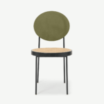 Rumana Dining Chair, Cane & Army Green Velvet