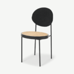 Rumana Dining Chair, Cane & Black Boucle