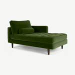 Scott Right Hand Facing Chaise Longue, Cotton Velvet Grass