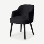 Swinton Carver Dining Chair, Black Faux Sheepskin with Black Legs