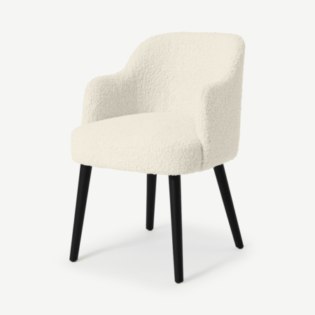 Swinton Carver Dining Chair, Faux Sheepskin with Black Legs