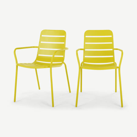 Tice Set of 2 Garden Dining Chairs, Chartreuse