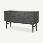 Abbon Wide Sideboard, Textured Charcoal Washed Oak