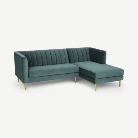 Amicie Right Hand Facing Chaise End Corner Sofa, Marine Green Velvet