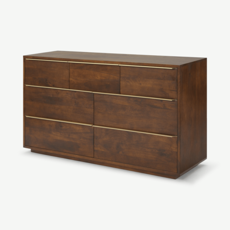 Anderson Wide Chest of Drawers, Mango Wood & Brass