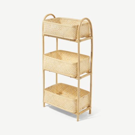 Babbo 3-Tier Storage Basket, Natural Rattan & Bamboo