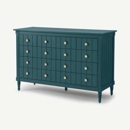 Bourbon Vintage Wide Chest of Drawers, Petrol Blue