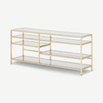 Connelly TV Shelving Unit, Brass & Smoked Glass