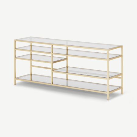 Connelly TV Shelving Unit, Brass & Smoked Glass
