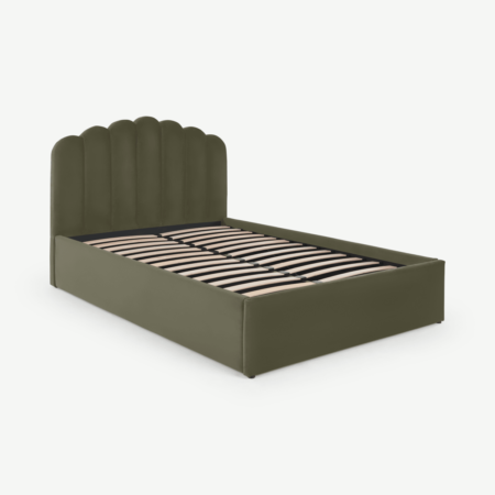 Delia King Size Ottoman Storage Bed, Sycamore Green Velvet