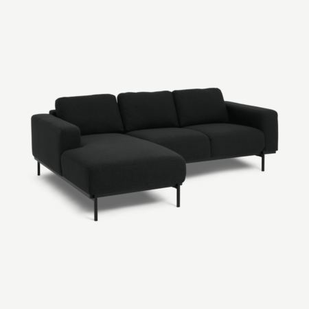 Jarrod Left Hand Facing Chaise End Corner Sofa, Midnight Black Weave