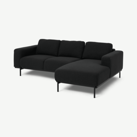 Jarrod Right Hand Facing Chaise End Corner Sofa, Midnight Black Weave