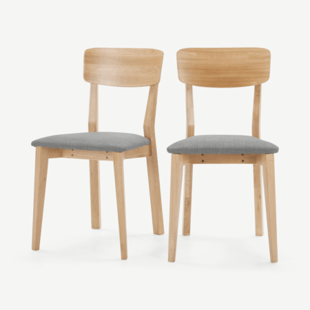 Jenson Set of 2 Dining Chairs, Mountain Grey & Oak