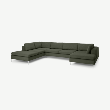 Monterosso Left Hand Facing Corner Sofa, Sage Corduroy Velvet