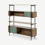 Morland Wide Shelving Unit, Mango Wood & Patina